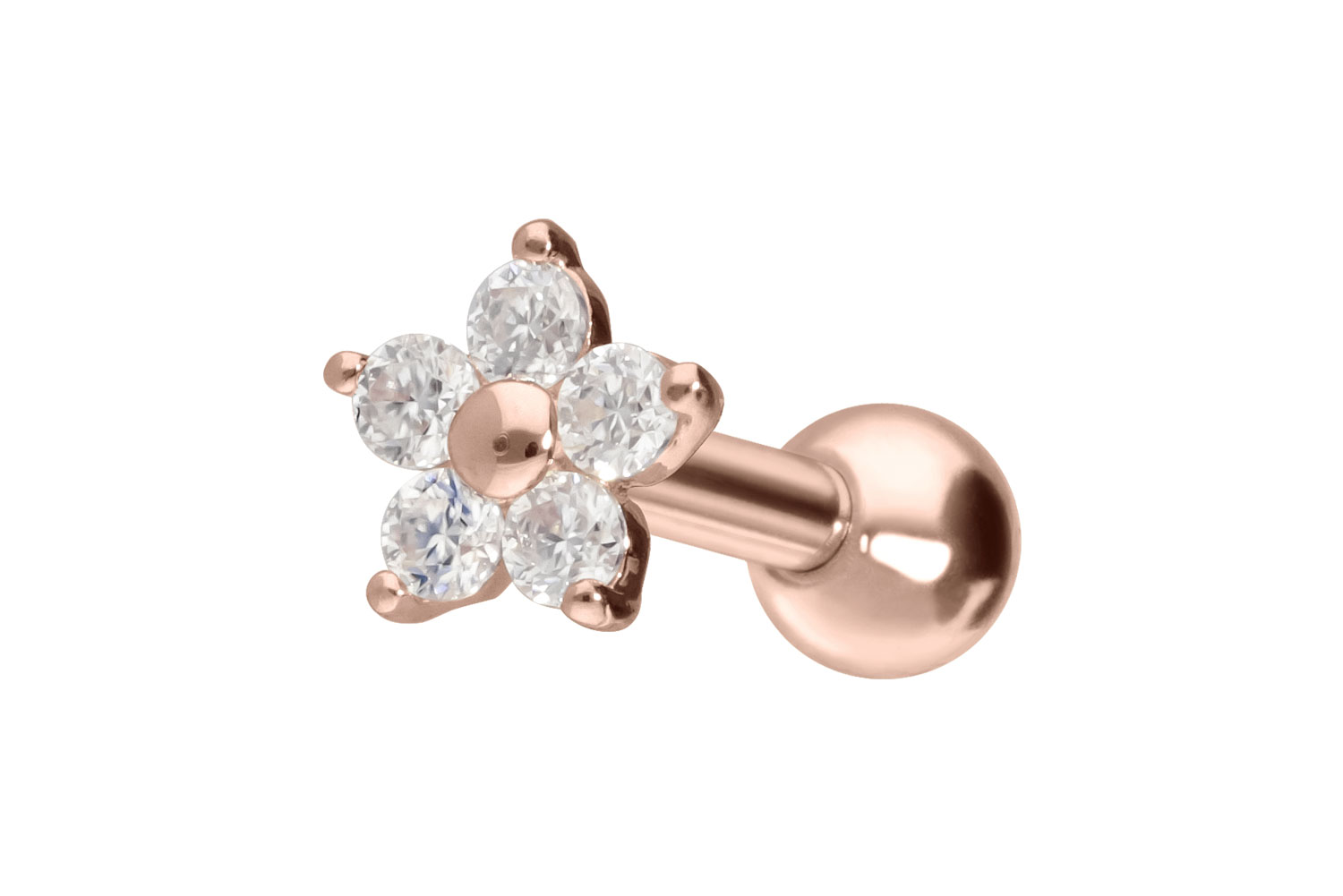14/18 Karat Gold Ohrpiercing MOISSANIT-BLUME